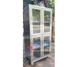 TỦ INOX 4 TẦNG CỬA KÍNH