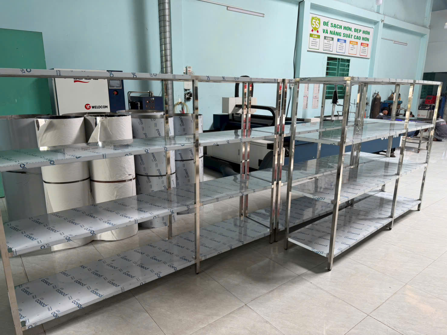 kệ inox 3 tầng có bánh xe