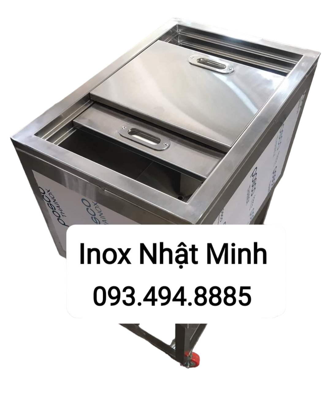 Thùng đá inox có chân, có bánh xe