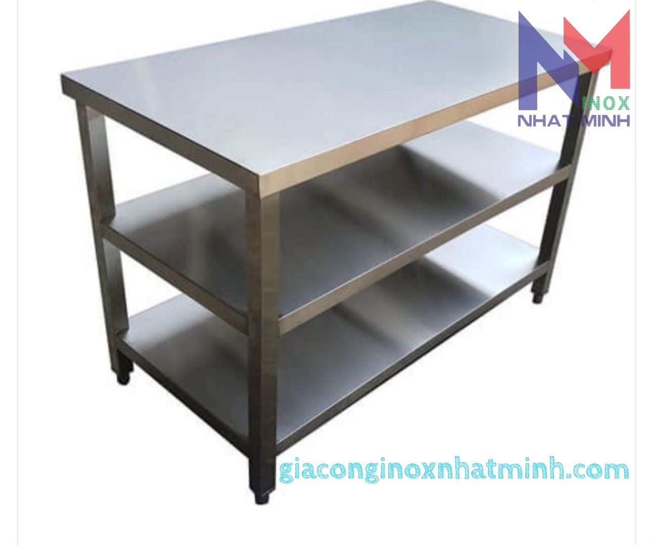 Bàn inox 304 3 tầng trơn