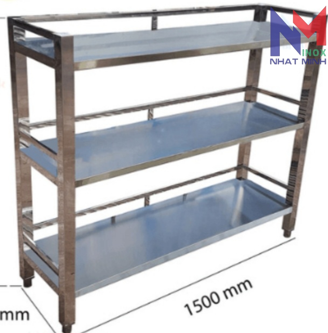 Kệ inox 3 tầng mặt phẳng